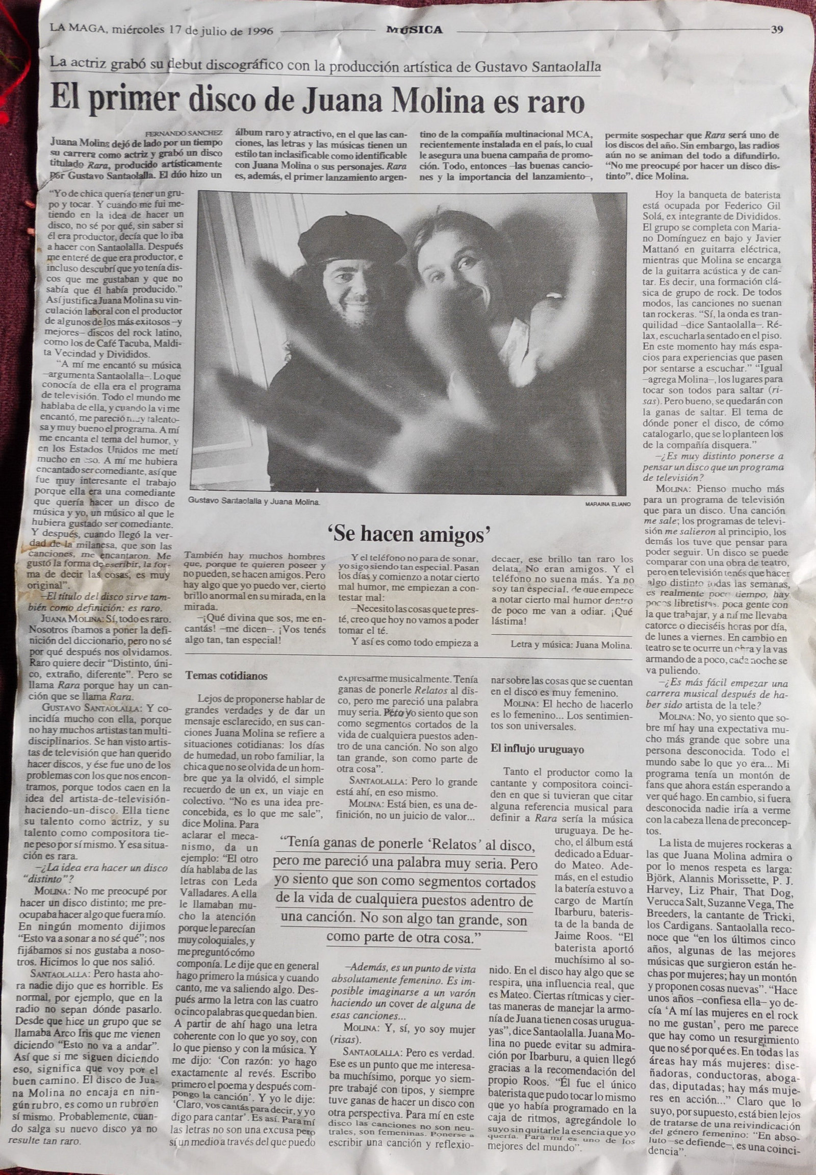 foto de la nota, guardada hace 30 años :-)